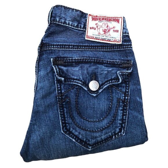 Vintage True Religion Jeans Size 32 BILLY GIANT BIG T Blue - Picture 1 of 8